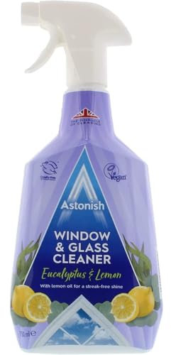 AMK® Window & Glass Cleaner 750ml Refreshing Lemon Eucalyptus Streak Free Scent Spray Remove Stains and Grease Simple Application No Hassle Versatile Vegan