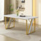 Merax Table à Manger 160 x 80 cm Effet marbre – Table rectangulaire Blanche pour 4 Personnes, Plateau en MDF Robuste, Pieds en métal réglables, idéale pour Cuisine et Salle à Manger