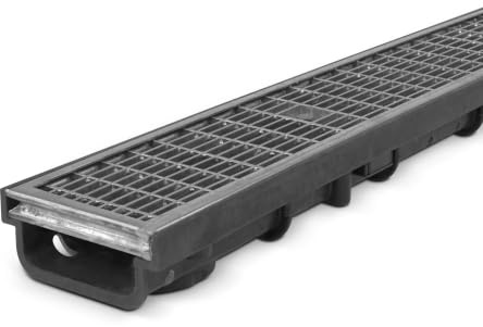 blizz-z terraline U Drainagerinne GFK - Maschenrost, anthrazit - L: 1m | Rost verzinker Stahl – H: 58 mm x B: 135 mm – 1 Stück – DIN EN 1433: A 15 bis 1,5 t – Made in Germany