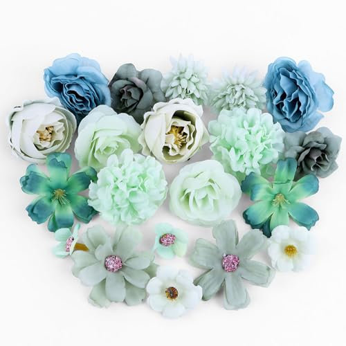 GUOSIYAO Künstliche Blumenköpfe Künstliche Blüten 20Stk Kunstblumen Blumenköpfe Kunstblumen Seidenblumen Dekoblumen Künstlich Für Party DIY Braut Hochzeit Blumenarrangements Combo Deko (Grün)