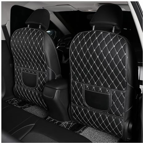 TVVXIO 2 Stücke Autositz Rückenlehnenschutz für VW Touran II 2015-2025, PU Leder Auto Rücksitzschoner Anti-Kick Matte Organizer Sitzschutz ZubehöR,A