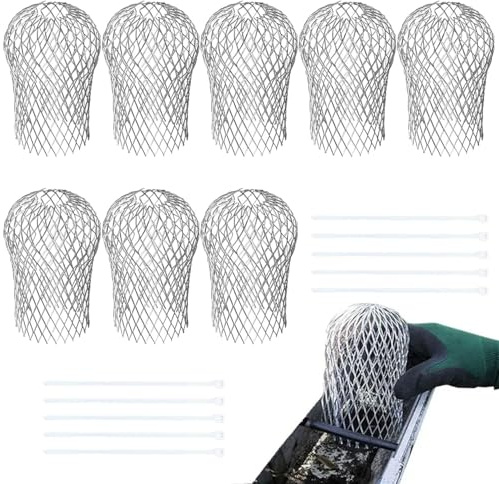 Rejilla Desague Jardin,8pcs Tapa Desague Terraza,Protectores para Canalones de Techo,Filtro Protección Globo Canalón,para Canalones y Vierteaguas,Dachrinnen Laubschutz,Laubschutz Regenrinne