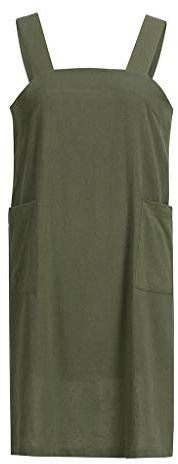2025 - Salopette da donna in cotone con croce di lino, da giardinaggio, grembiule da giardinaggio, abito da donna, abito estivo giallo, verde militare, XXL