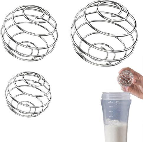 ZFRITP 3 Pièces Melangeur Anti Grumeaux Biberon,Boule Shaker,Mélangeur Biberon,Shaker Bouteille Tasse Fil Agitateur Pour Boissons Mélangées Protéinées,Bouteille Non Incluse(3 Tailles)