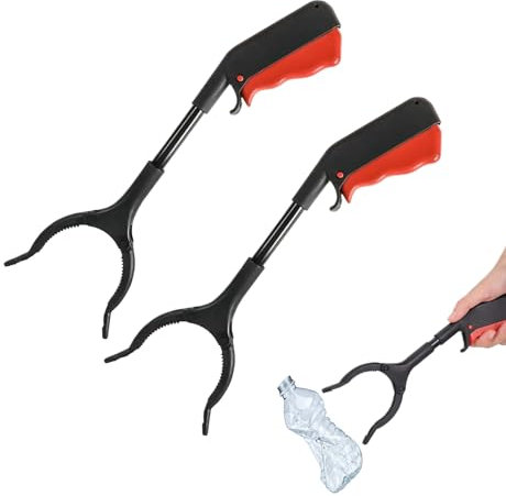 2 Pcs Pince de Préhension pour Séniors,Pince Ramasse Objet,29cm Pince à Déchets Courte,Pince Telescopique avec Crochet Magnétique,Pince de Préhension pour Personnes Agées pour Personnes Âgées