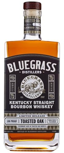 Bluegrass Toasted Oak Bourbon 70 cl – 75% Corn Mash with Rye & Barley – Aged 3+ Years with Toasted White Oak Finish – Rich Caramel, Spice & Vanilla