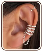 Adramata 5Pcs Ear Cuff Faux Piercing Oreille pour Femme Manchettes d'Oreille Hypoallergénique Clips Oreilles Non Percées Ajustable Boucle Oreille Sans Trou pour Cartilage Helix Plaqué Or/Argent