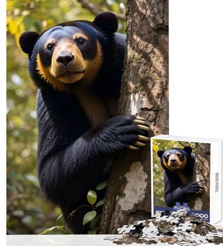 Jigsaw Puzzle 1000 Piece for Adults Sun Bear Climbs A Tree Jigsaw Puzzle 1000 Analysis And Logic Family Games for The Whole Family (38x26cm)