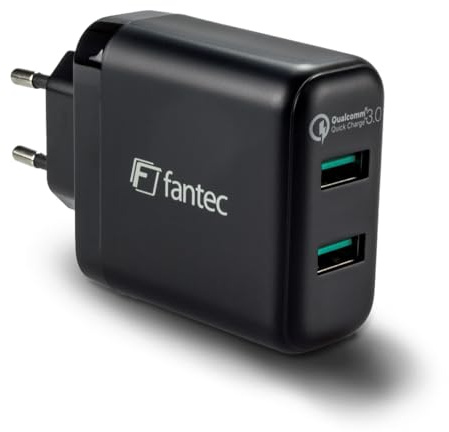 FANTEC QC3-A22 Quick Charge 3.0 Ladegerät und 2X USB Anschlüssen mit 36W schwarz