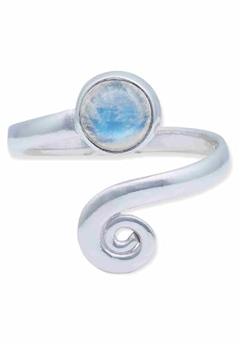 mantraroma Ring 925 Silber HADASAI rund - größenverstellbar mit Edelstein