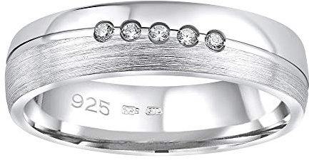 SILVEGO Damen Ehering aus 925 Sterling Silber PRESLEY mit Zirkonia