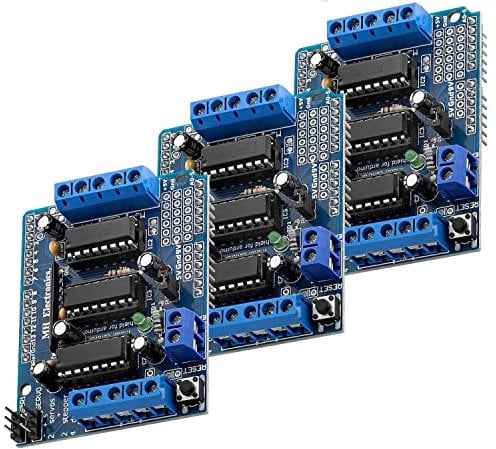 AZDelivery 3 x L293D Motor Driver Shield, 4-Kanal Motortreiber Shield, Schrittmotortreiber, Stepper Expansion Board kompatibel mit Arduino inklusive E-Book!