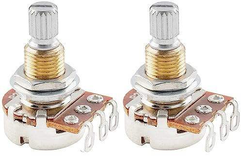 Musiclily Pro Messinggewinde B25K Metrische Mini Potentiometers Split Shaft Linear Taper Poti für E-Gitarre Bass (2er Set)