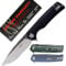 Firebird FH91-GB Couteau Pliant de Poche Lame en Acier D2 G10 Poignée Antidérapante avec Clip Camping Pêche Chasse EDC Couteau (Noir)