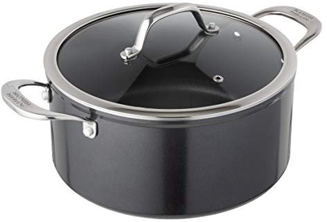 KUHN RIKON Easy Pro Kochtopf beschichtet mit Glasdeckel, Aluminium, Induktion, 5,1 Liter/24 cm, Schwarz