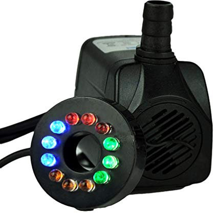 Hemobllo Pompe à eau submersible 10W pompe à eau daquarium avec lumière LED pompe de fontaine à débit deau réglable pour aquarium, aquarium, étang, culture hydroponique, statuaire (Port Aléatoire)