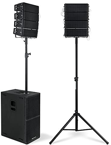 Pronomic V-Array Large Set - Aktives PA-System mit 1100 Watt (RMS) - Geeignet bis ca. 200 Zuhörer - 1x Subwoofer mit 2X 12 Lautsprecher - 8X Topteil mit je 4 Lautsprecher + Hochtöner
