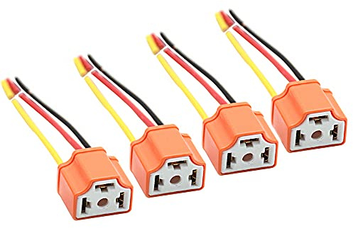 ANCLLO 4 Stück Scheinwerferstecker mit drei Leitern in Keramik H4 für Autos