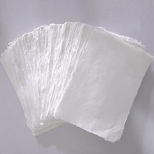 E-Tailor Handgefertigtes strukturiertes Papier, Büttenrand für Sammelalben, Laser, Tintenstrahldrucker, lose Blätter, 150 g/m², elfenbeinweiß, A4, 100 Blatt