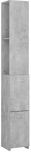 vidaXL Armoire de Bain, Colonne de Rangement, Placard de Toilette, Meuble sur Pied de Maison Intérieur, Gris Béton Bois d'Ingénierie