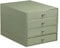 Rhodia 194577C - Schubladenbox mit 4 Laden, 24, 8x32, 7x22, 8 cm, aus Kunstleder, elegant und praktisch, 1 Stück, Celadon