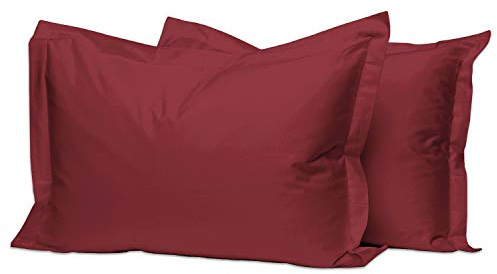 Pizuna Oxford 2er Pack Kissenbezug 50 X 75 Baumwolle Rio-Rot 400 Fadenzahl | 2-teilig 100% langstapelige Baumwolle weiche Mako-Satin weben luxuriös Nur Kissenbezug mit 5cm Rahmen und 20cm Klappe
