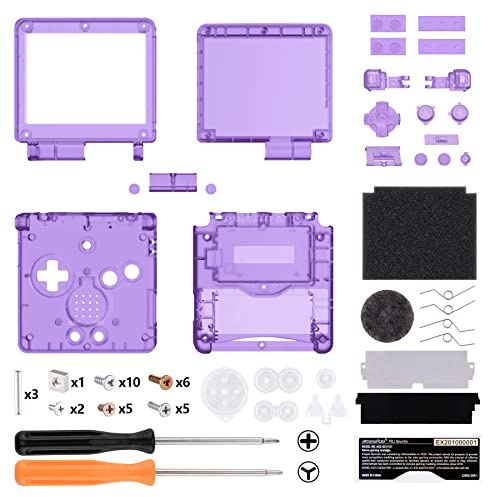 IPS Ready Upgraded eXtremeRate Clear Atomic Purple Custom Replacement Housing Shell for Gameboy Advance SP GBA SP – Compatible with Both IPS & Standard LCD – Console & Screen NOT Included