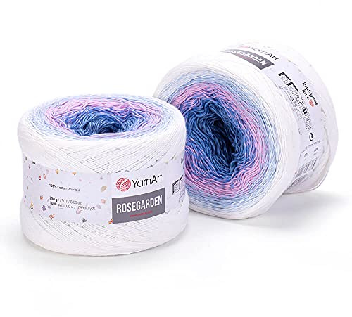 Yarn Art Flowers Rosegarden 100% cotone, 250 g, 1000 m, filato multicolore per uncinetto, primavera estate (301)