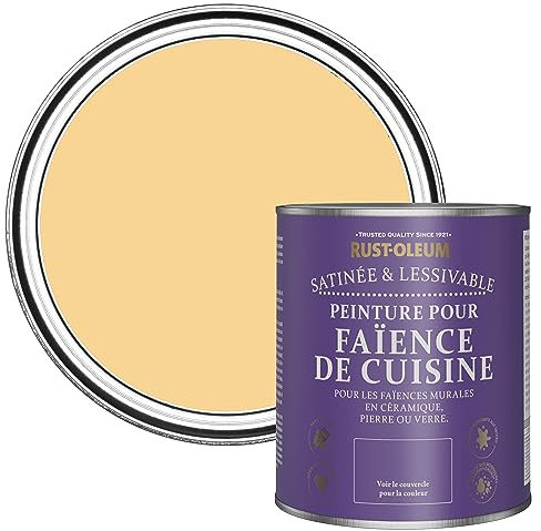 Rust-Oleum Yellow water resistant Kitchen Tile Paint in Satin Finish - Mustard 750ml