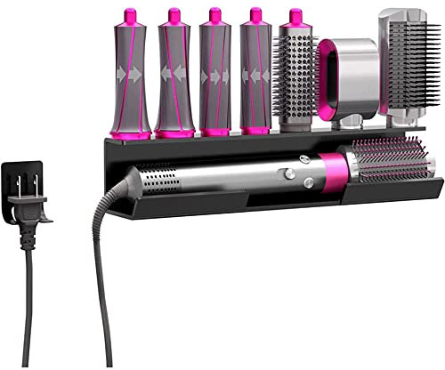 Wall Mount Holder for Dyson Airwrap Styler Hair Curling Iron Wand Barrels and Brushes Storage Stand Rack with Cord Organizer Acrylic