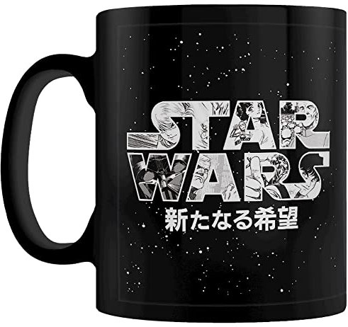 Star Wars Mug in Presentation Gift Box (Manga Logo Design) 11oz Ceramic Mug - Official Merchandise, Black