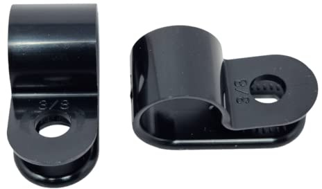 Generic 100 Pack Black Nylon P-Clips, Plastic Cable Clips, 3/8 Diameter
