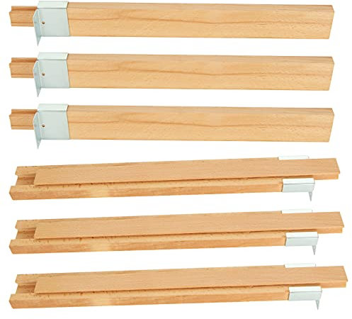 DAJAVE 6PCS 16 Inch Wood Drawer Slides with Metal Slide Glides, Classic Traditional Wood Center Guide Track Mount Drawer Glides Rails Replacement Part