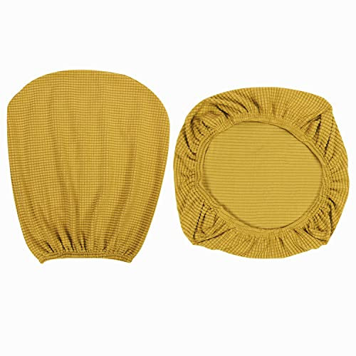 Yikko 1 Set Soft Stretch Spandex Stuhl Sitzbezug und Rückenlehnenbezug, waschbare Stuhlhussen passend für Büro-Computerstühle, Esszimmerstühle, Bar-Hochzeits-Party-Dekor (Bräunliches Gelb)
