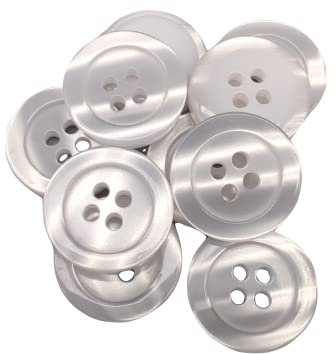 50 Perlmuttknöpfe - 5 Größen und 11 Farben zur Auswahl - Hergestellt und versandt aus Spanien (Weiß, 18 mm)