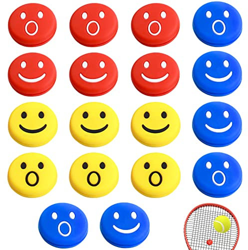 GZLFH® 18 STK Tennis Dämpfer, Eingebettet Dämpfer Tennisschläger Silikon Süßes Smiley Gesicht Vibrationsdämpfer für Tennis Badminton Squashschläger