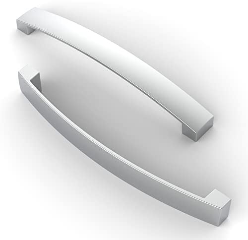 FURNIWARE 5 Pack Cabinet Handles, Hardware Drawer Pulls, Aluminum Kitchen Cabinet Door Handles Pull, Chrome-160mm(6.3 Inch) Hole Center