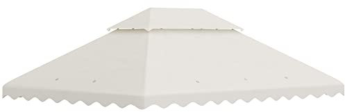 Outsunny Techo de Repuesto para Carpa 4x3 m Cubierta de Reemplazo con Techo de Doble Ventilación y 10 Orificios de Drenaje para Patio Jardín Aire Libre Crema