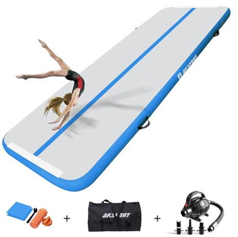 AKSPORT Air Matte Track Tumbling Matte,3/4/5/6m Aufblasbar Gymnastikmatte Turnmatte Tumbling Matten 10/20cm hoch mit Luftpumpe für Zuhause/Taumel/Turnhalle/Ausbildung/Cheerleading