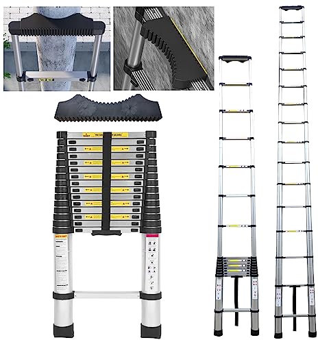 Hooha Aluminium Teleskopleiter Hohe Klappbar 6,3M mit Anti-rutsch Gummipuffer Leiter fur Dachbodenleiter Belastung Max. 150kg Zertifikat EN131