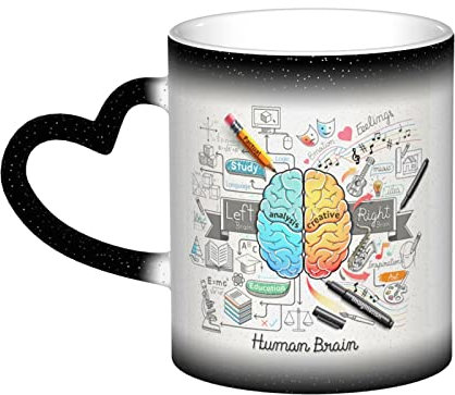 BURGHR Menschliches Gehirn Wärme Farbe ändernde Kaffeetasse, Sternenhimmel Farbwechsel Tasse Keramik Trinkbecher Neuheit Geschenk