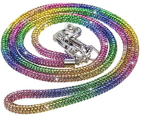 Fashion 100 cm exklusives glitzerndes Kristall-Handtaschenband, Premium-Glitzer-Handtaschenriemen, wasserdichter Strass-Handy-Schlüsselband für Damen (Regenbogen, 1 Stück)