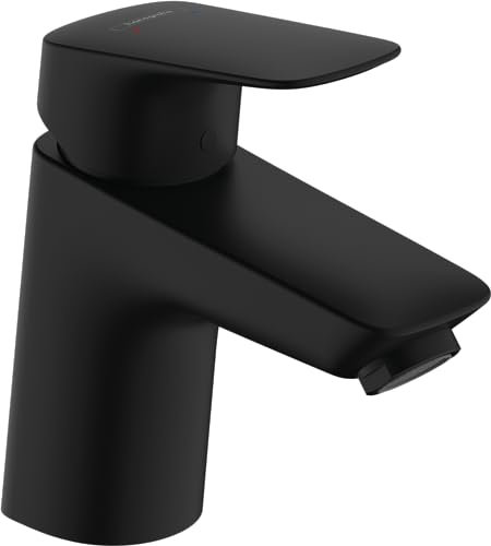 hansgrohe Logis - Waschtischarmatur ohne Ablauf, energiesparend (CoolStart), Wasserhahn Bad mit Auslauf Höhe 70mm, Mischbatterie Waschbecken wassersparend (EcoSmart), Mattschwarz