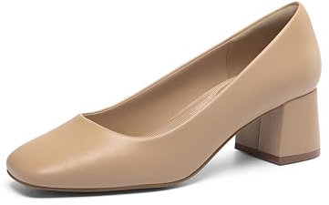DREAM PAIRS Donna Scarpe Tacco Décolleté Lavoro con Punta Squadrata e Décolleté Largo Nero,Size 39,Nude/Rosa,SDPU2426W-E