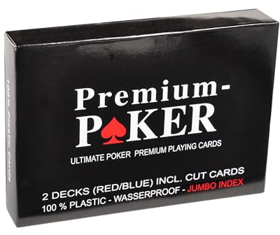 WiMi 2 X Premium Casino Poker Karten Pokerkarten 100 Prozent Plastik - Grosser Index 4 Eckzeichen - Duo Box Edition
