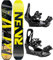 RAVEN Snowboard Set: Snowboard Barracuda Carbon Lime + Bindung s230 (155cm + Bindung M/L, s230 Black)