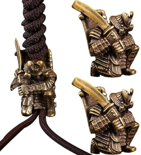 Ppmter 2 Pcs Messing Antikes Japanisches Breitschwert Samurai Lanyard Bead Paracord Beads Schlüsselbundwerkzeug DIY Halskette Rucksack Anhänger Zubehör