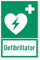 Aufkleber: 300x200 mm, 1 Stück - Automatisierter Externer Defibrillator (AED) - Rettungszeichen mit Text (deutsch) (grün/weiß) - hochkant - E010 - DIN EN ISO 7010 / ASR A1.3