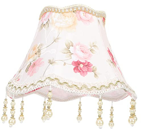 TOPBATHY Lampenschirm Im Vintage-stil Im Europäischen Stil Mit Stoffbezug Quasten-perlen- Für Wohnzimmer