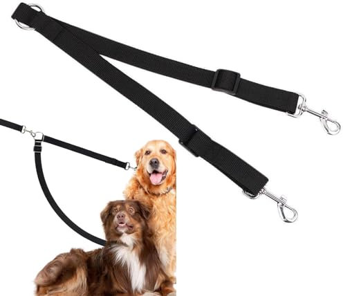 SGFKOP Laisse Double pour Chien avec Poignée en Corde d'Escalade - pour Promener 2 Chiens sans Enchevêtrement, Réglable, Résistante aux Intempéries